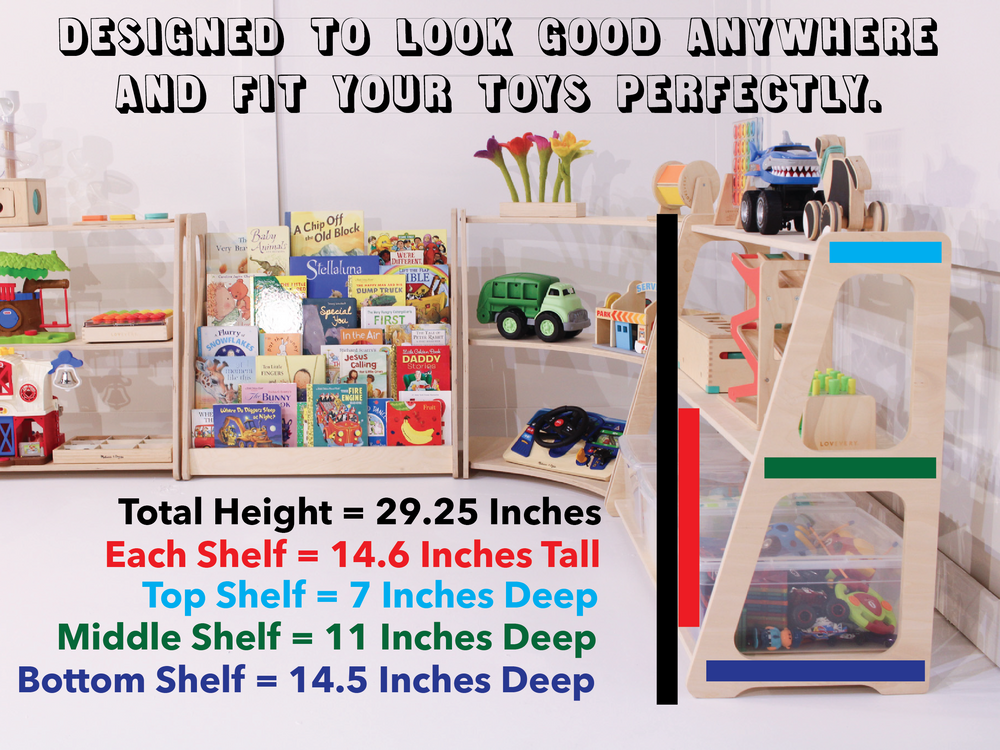 Large Montessori Bookshelf And Toy Shelf Set
